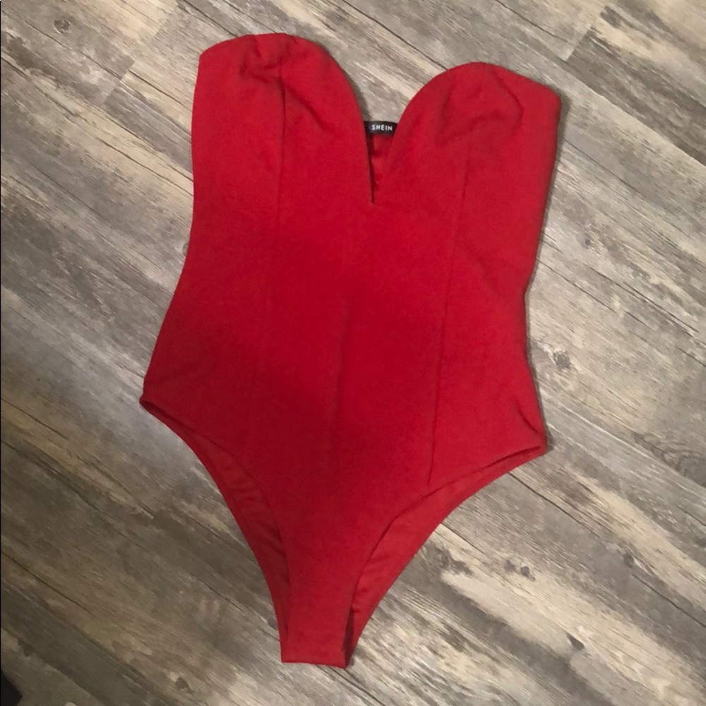 Shein red body suit